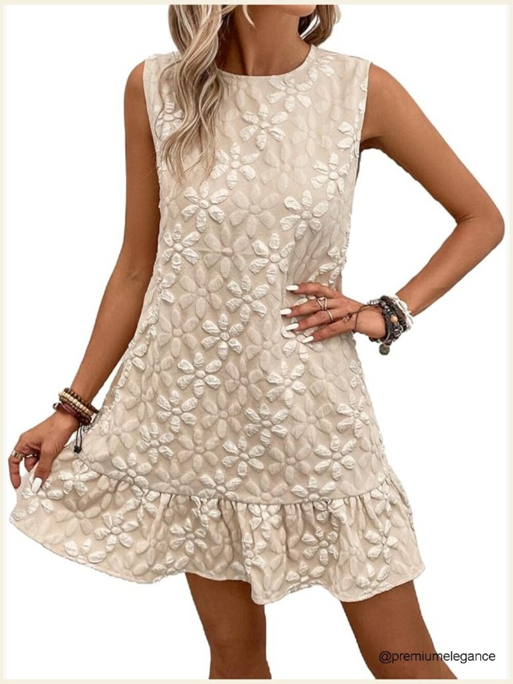 Ruffle Hem Sleeveless Tank Dress Casual Mini Summer Dress